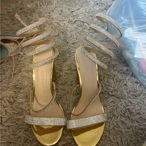 Elegant Gold Strappy Heels